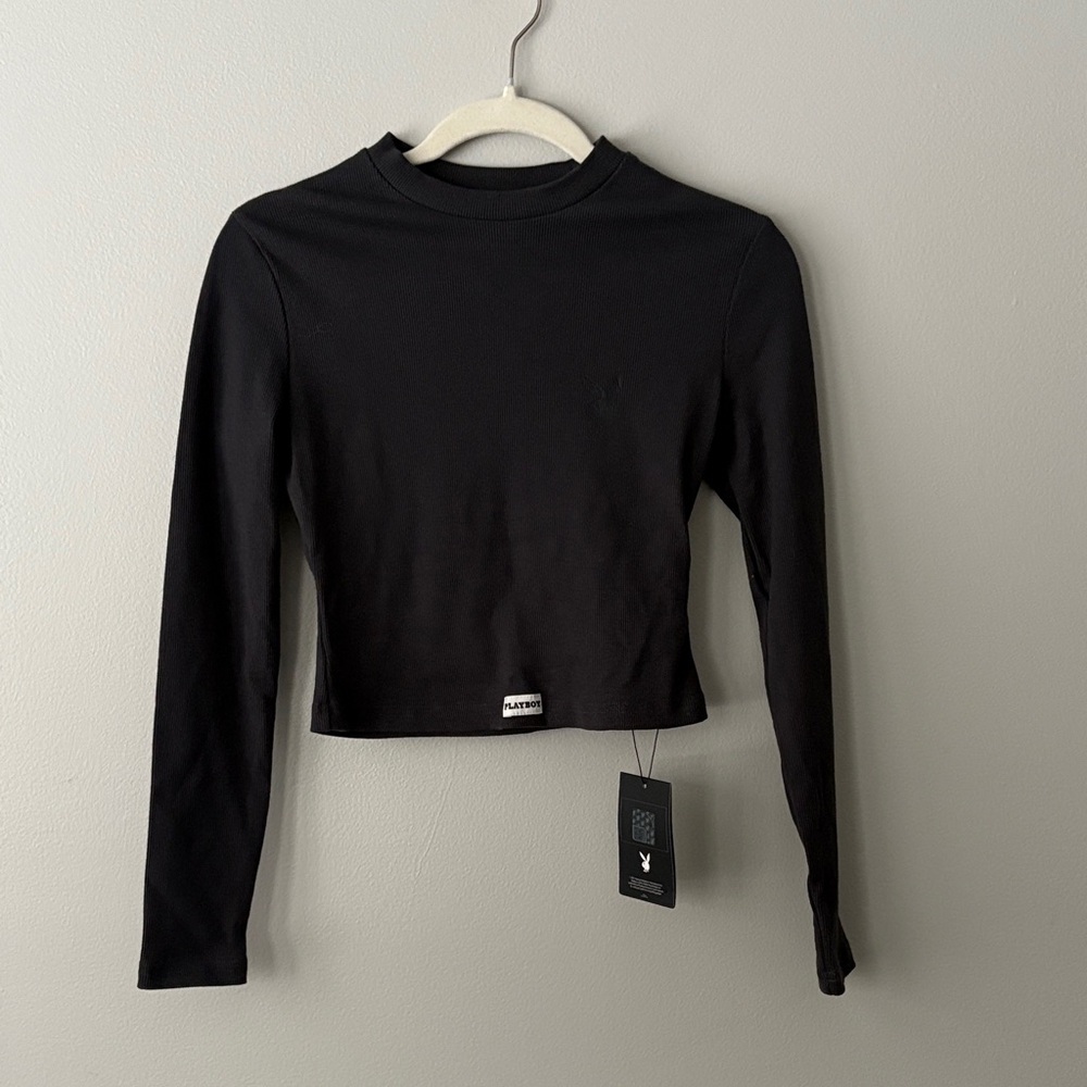 Playboy x Missguided Dark Gray Long Sleeve Top NWT XS